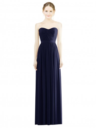 Low Back Draped Strapless Chiffon Evening Dress 
