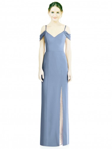 Draped Cold Shoulder Sweetheart Long Chiffon Evening Dress