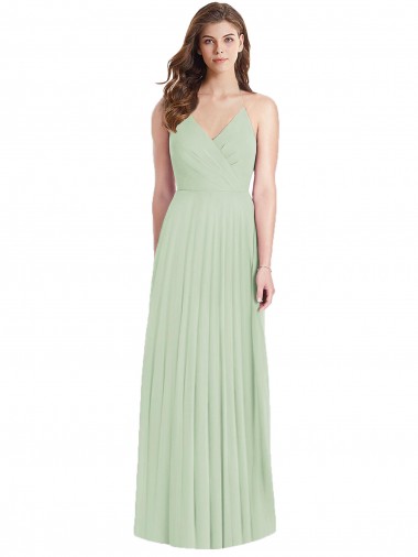 Ruffled Strap Cutout Wrap Maxi Chiffon Evening Dress