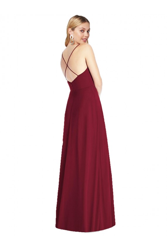 Criss Cross Back A-Line Chiffon Evening Maxi Dress