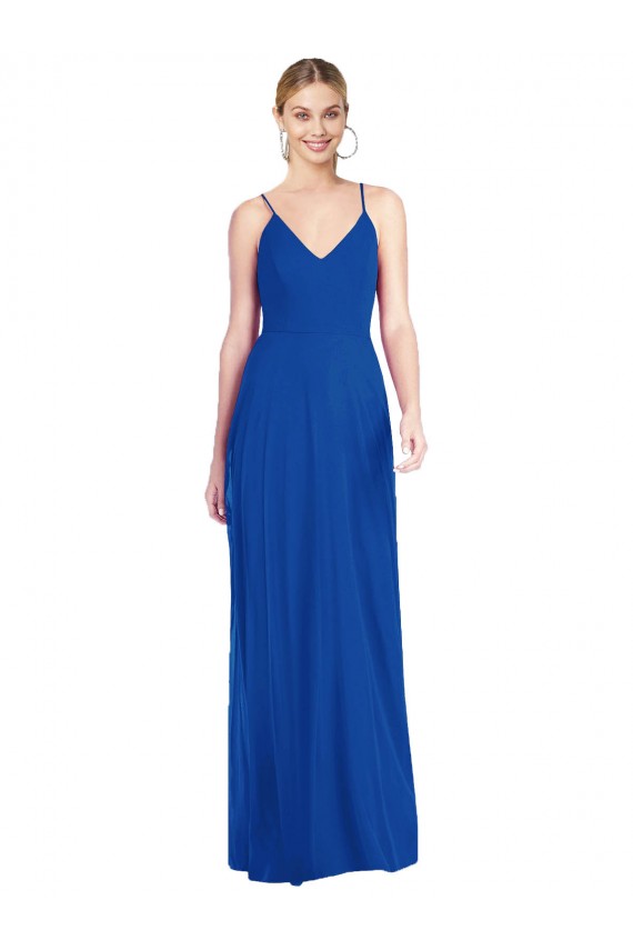 Criss Cross Back A-Line Chiffon Evening Maxi Dress