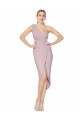High Low One Shoulder Ruffles V-Neck Chiffon Wrap Evening Dress