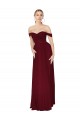 Shirred Sweetheat Neckline Off the Shoulder Long Chiffon Evening Dress