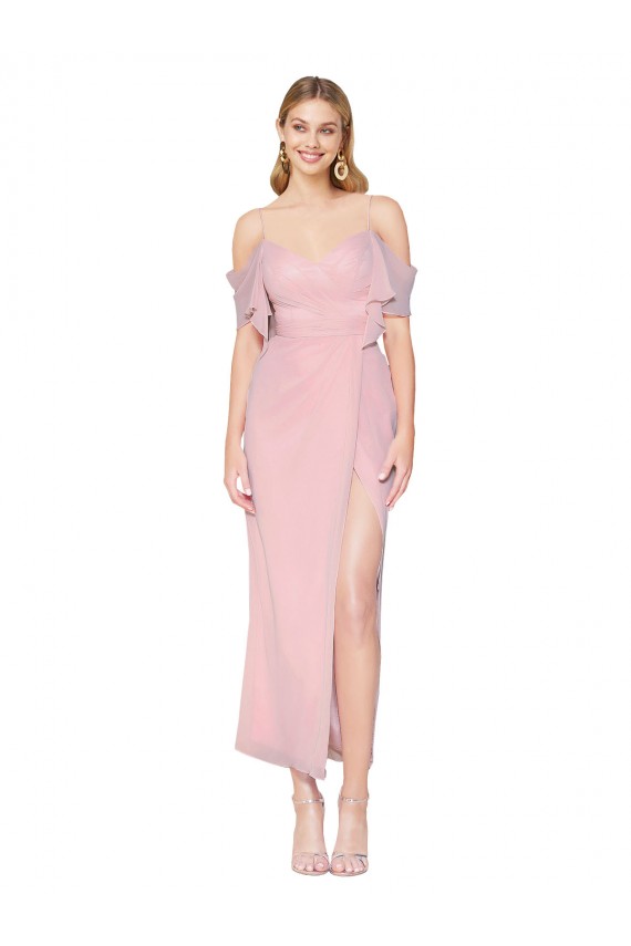 Mermaid Cold Shoulder Short Knee Length Chiffon Evening Dress