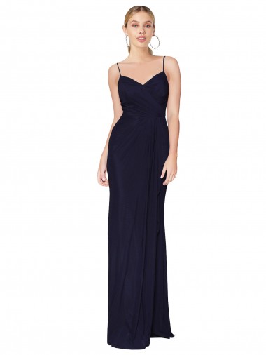 Draped Spaghetti Straps Long Chiffon Mermaid Evening Dress
