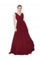 Draped A-Line V-Neck Floor Length Chiffon Evening Dress