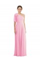 Bow One Shoulder Flounce Sleeve Evening Maxi Dress