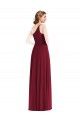 One Shoulder Chiffon Evening Maxi Dress with Shirred Front Slit