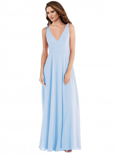 Deep V-Neck Chiffon Evening Maxi Dress