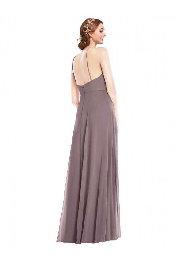 Diamond Halter Evening Maxi Dress with Front Slit