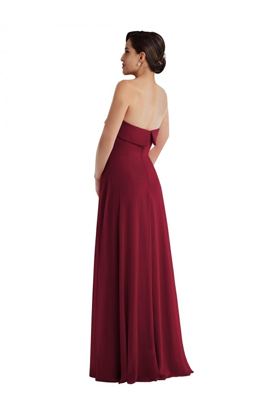 Cuffed Strapless Evening Maxi Dress with Front Slit
