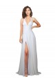 Halter Plunge V-Neckline Chiffon Dress with High Leg Split