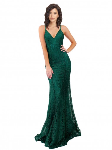 Black Tie Sleek Fishtail Shaped Long Lace Evening Dress