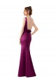 Fitted Sexy Open Back Satin Evening Dress with Floral Details