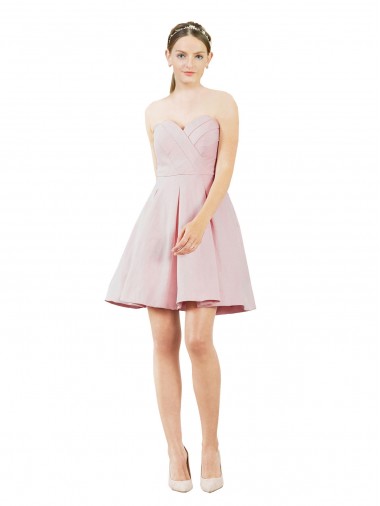 Short Knee Length Sweetheart Satin Cocktail Evening Dress