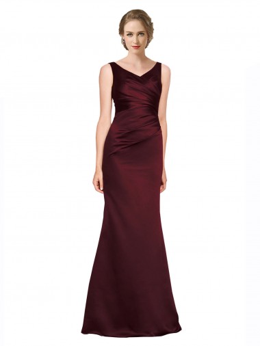 Figure Shaping Satin Evening Dress with Structured Pleats
