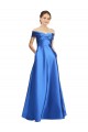 Sleeveless Off the Shoulder Ball Gown Satin Evening Dress