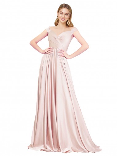 A-Line Off the Shoulder Sweetheart Satin Evening Dress