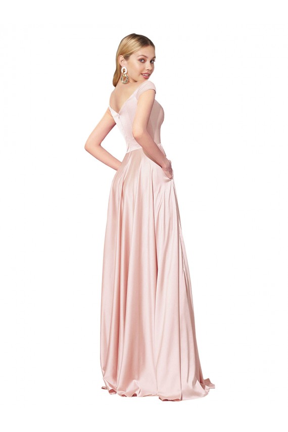 A-Line Off the Shoulder Sweetheart Satin Evening Dress