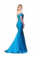 Off the Shoulder Long Chapel Train Satin Evening Dress