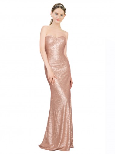 Sweetheart Full Length Long Sequin Evening Dress