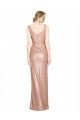 Draped V-Neck Striking Sheath Floor Length Sequin Evening Dress