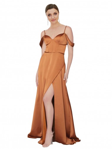 Silky Satin Evening Dress with Bustier Bodice