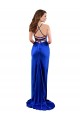 Open Back Cowl Neck Long Silky Satin Evening Dress