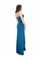 Full Length Bustier Style Long Silky Satin Evening Dress with Low Back