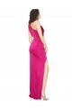 One Shoulder Long Full Length Silky Satin Evening Dress with Front Side Split