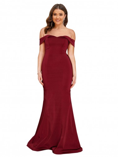 Off Shoulder Sleeves Sweetheart Neckline Long Spandex Evening Dress