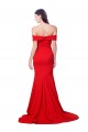 Off the Shoulder Full Length Long Crepe Evening Dress with Side Split