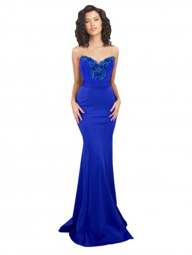 Sweetheart Flower Neckline High Neck Crepe Evening Dress