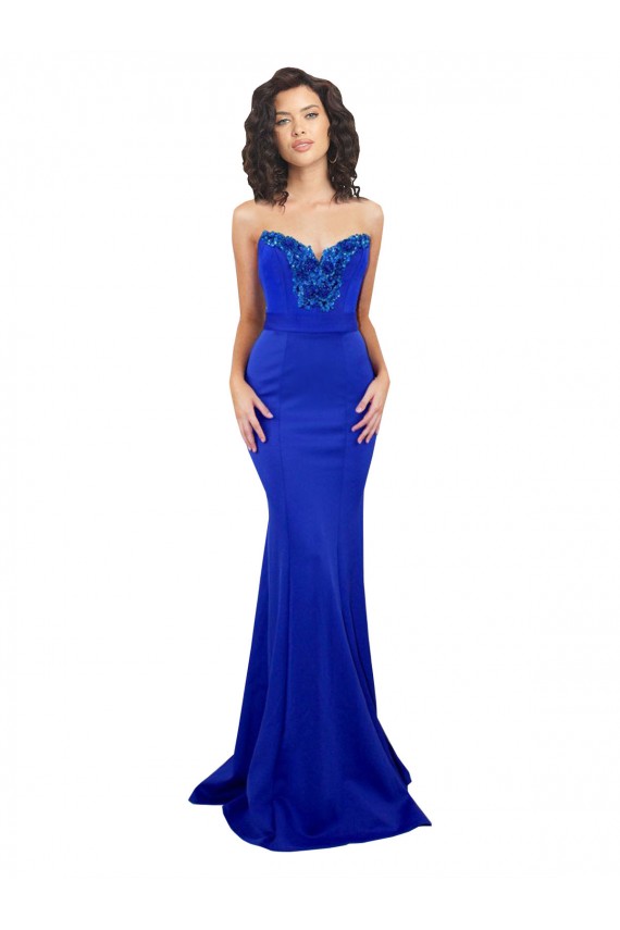 Sweetheart Flower Neckline High Neck Crepe Evening Dress
