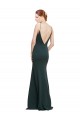 Deep V-Neck and Back Long Crepe Evening Dress