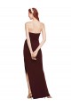 Twisted Strapless Keyhole Long Crepe Evening Dress with Slit