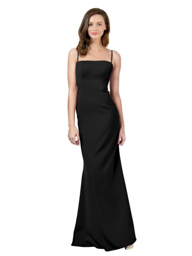 Fit and Flare Slim Crepe Evening Dress with Cutout Back