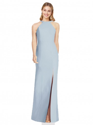 High Neck Backless Crepe Trumpet Evening Dress
