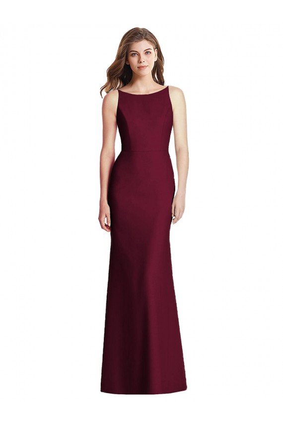 Open Cowl Back Bateau Neck Trumpet Evening Dress