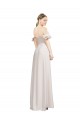 Double Ruffle Flounce Sleeves Crepe Evening Dress with Slit