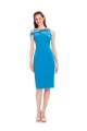 Sleeveless Crepe Cocktail Evening Dress with Keyhole Off The Shoulder Detailing