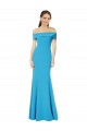 Off the Shoulder Crepe Evening Dress with Fitted Silhouette