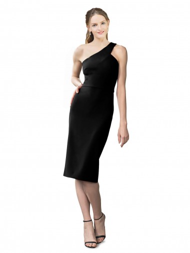 One Shoulder Short Crepe Cocktail Evening Dress