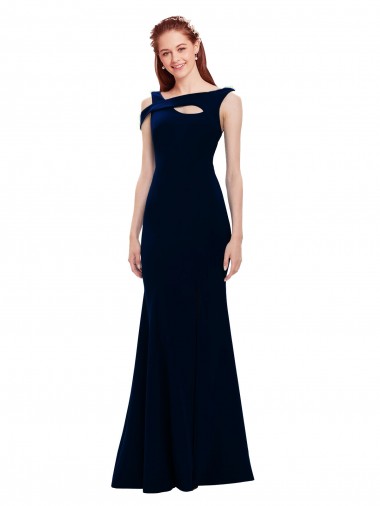 Sleeveless Crepe Mermaid Evening Dress with Side Slit