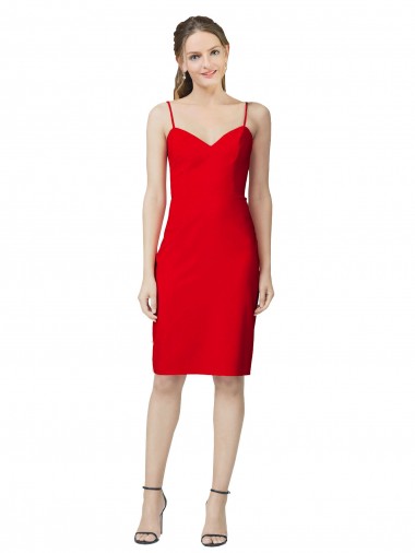 Sleeveless Cocktail Length Sweetheart Neckline Crepe Evening Dress