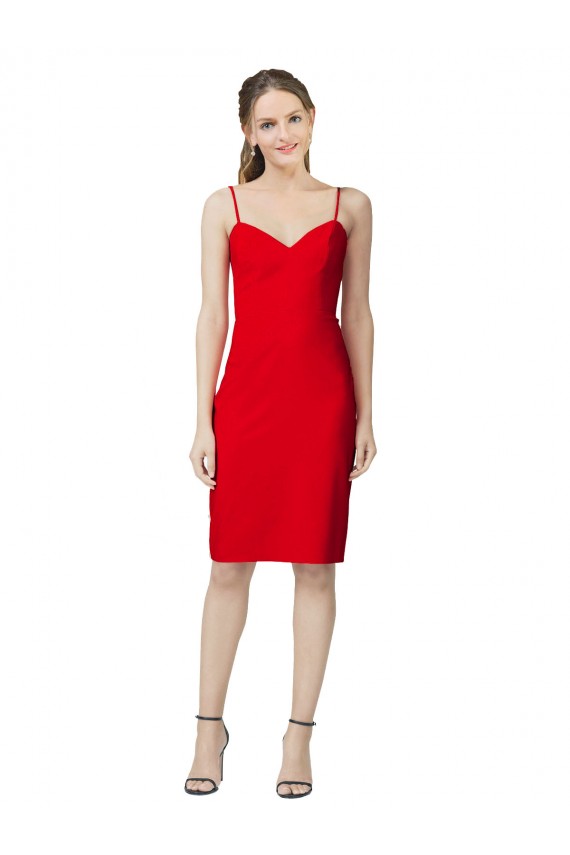 Sleeveless Cocktail Length Sweetheart Neckline Crepe Evening Dress