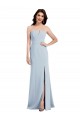 Strapless Notch Crepe Evening Dress with Front Slit