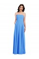 Strapless Pleated Skirt Crepe Evening Dress with Pockets