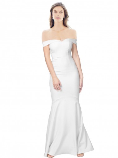 Mermaid Off the Shoulder Long Crepe Evening Dress with Low Back