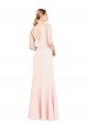 Slim A-Line V-Neck Long Stretch Crepe Evening Dress with V-Back